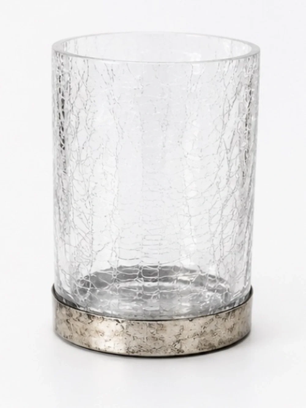 Glass with Metal Bottom Makeup Brush Holder